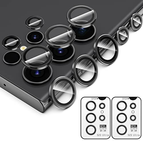 Simpeak 2 Set Camera Lens Protector Compatible with Samsung Galaxy S23 Ultra 5G 6.8 2023, Individual 9H Tempered Glass Camera Metal Case for S23 Ultra 6.8 [Installation Tray]