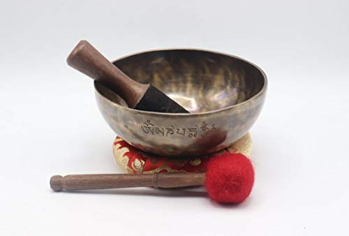 Devyom - Bol chantant pleine lune de 20,3 cm – Bol chantant tibétain spirituel de l'Himalaya – Méditation, thérapie, guérison des chakras – Fabriqué au Népal