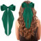 WLLHYF Haarspangen mit großer Schleife langer Schwanz französisches Band Haarnadeln weiche seidige Satin-Haarspange Metall-Bogenknoten-Clips Accessoires der 90er Jahre für Frauen Mädchen (Grün)