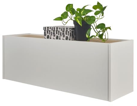 Hängeschrank in weiß und Eiche Wotan Holz Büroschrank hängend für Homeoffice Aktenschrank Büromöbel Ordnerschrank 100 cm Center