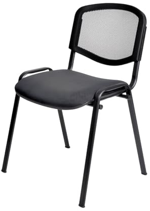 Topsit Wartezimmerstuhl, stapelbarer Besucherstuhl mit weich gepolsterter Sitzfläche und Rückenlehne aus Netz, Metallgestell Bürostuhl, Konferenzstuhl für Rezeption Pausen Raum (Antrazit)
