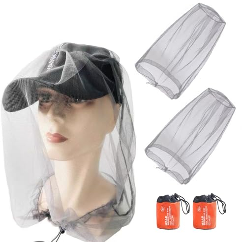 2 zanzariera, zanzariera con testa per il trasporto, rete per la testa, zanzariera, cappello per la pesca, protezione dalle api, protezione dalle zanzare, giungla