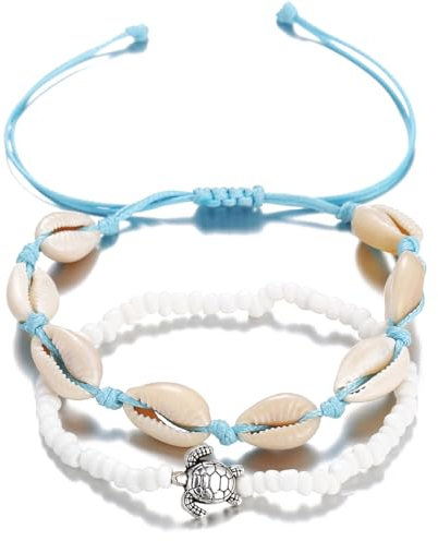 TNSRAY Bracelet de cheville de tortue en argent, Bracelet de cheville bohème en forme, tortue en argent avec perles turquoises, Bracelet de cheville bohème en forme de tortue en argent pour fille