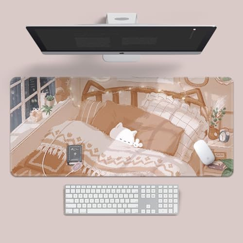 Craft，Gaming Mouse Pad XL(11.81 * 31.49 inch)，Extended Large Mouse Mat Desk Pad, Stitched Edges,Non-Slip Rubber Base，Keyboard Pad(80cm * 30cm) (Cat Bed)