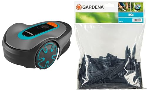 Gardena Mähroboter SILENO minimo 500 m² & Haken: Mähroboter-Zubehör, Set aus 100 Haken zur Befestigung von Begrenzungs- und Suchkabel