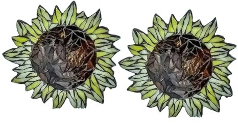 Rordigo 2-Teiliges DIY-Gebirgskette-Mosaik-Set, Lustiges Sonnenblumen-Buntglas-Kunsthandwerk, Buntglas-Mosaik-Set, Einfache Installation, I