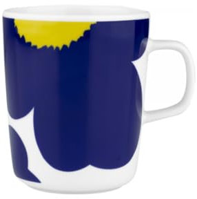 Marimekko Oiva/Iso Unikko 60Th Anniversary Mug 2,5dl - White, dk.Blue, Yellow