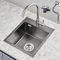 ROVOGO 40 x 34 cm Black Small Kitchen Sink With Basket Strainer Waste and Overflow Kit, Stainless Steel With 3.5 cm Tap Hole, Single Bowl