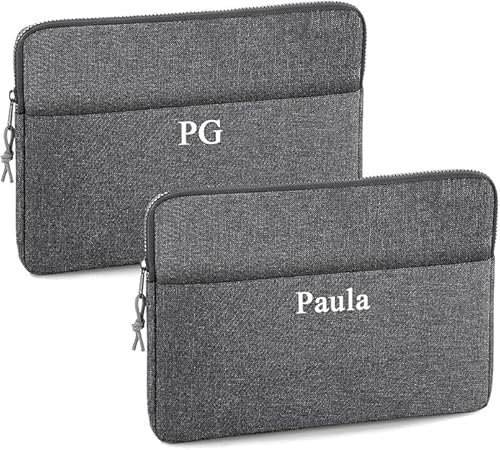 Regalisimos Funda para Portátil Ordenador Personalizada con Nombre o Inicial | 13 15 Pulgadas Personalizado con Nombre (Gris, 15''/15,6'')