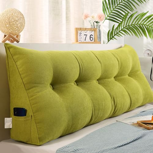 ZF YLYH Kissen Bett Rückenkissen Lesekissen für Bett Rückenlehne Kissen Rückenpolster Abnehmbar Bequemes Lendenkissen Sofa Rückenkissen Keilkissen mit Tasche(Yellow Green,60 * 50 * 20cm)