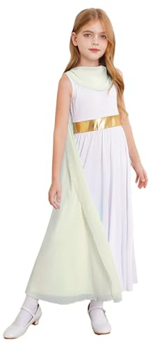 Fldy Kinder Griechische Kleider Mädchen Römische Griechische Göttin Kleid Antike Griechen Griechin Kleid Mit Cape Umhang Für Halloween Party Faschnacht A_Champagne 170