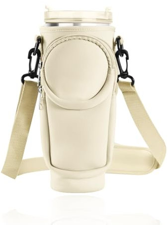 Tragetasche für Stanley Cup 40oz, Stanley Cup Accessories, Stanley Quencher Zubehör Für Stanley Cup Travel Mug, Stanley Cup Tasche mit Verstellbaren Schultergurten, Reisen, Camping (Beige (Kopfhörer))