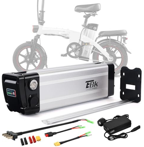 Ebkrides 48V 13AH Ebike Battery, Electric Folding Bike Battery Replacement Silverfish Removable Lithium-Ion Bicycle Battery with Charger, 4 Pins Discharge Port for 500W 750W 1000W Motor Electric Bike