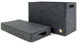 voigtdesign® Aufbewahrungsbox CLASSIC - FILZ Korb Box mit Deckel in Sondergrößen, Höhe 25 und 25,5cm (Hellbraun meliert, 44x22x25cm (LxBxH))