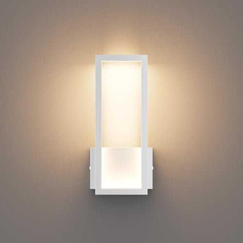 Klighten Wandleuchte LED Innen, 12W 900LM Mordern Wandlampe Eckig, Dekorative Wandleuchte Für Schlafzimmer Wohnzimmer Korridor Treppenhaus, 27cm, Warmweiß 3000K, Weiß
