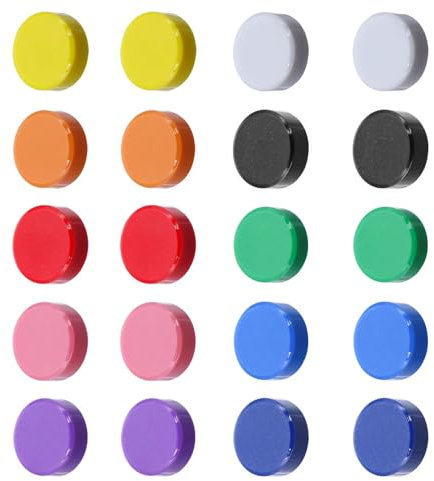 iLamdeetek Aimants Frigo 20 Pièces 10 Couleurs, Aimant Puissant, Petit Rond Colorés Décoratifs, pour Tableau Blanc, Réfrigérateur, Bureau