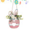 Ostern Holz Hängeschild Türschild Dekoration Osterhase Türhänger Holzornamente Hase und Ostereier Holztürschild mit Kunstblume für Wand Tür Haus Innen Außenbereich Frühlings Dekoration (Rosa)