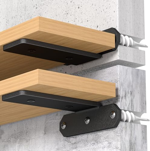 2 Stücke Regalhalterung Regalträger 20 cm, Schwerlastwinkel Tragkraft 80 KG | Schwarz Regalhalter, Unsichtbar, Stahlwinkel, Schweberegalhalterung, Wandhalterung, die Wandmontage, Regalhalter Metall