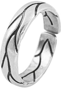 KONFEN Rebe Herren Ring, Wikinger Verstellbare Geschnitzte Ringe für Männer Hypoallergenes Hochglanzpolierte Oberfläche, Vintage Hip Pop Offene Ringe Gothic Punk Klassischer Herrenschmuck, Silber