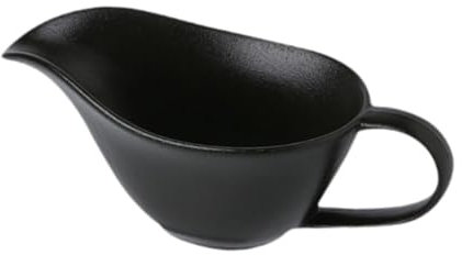 F Fityle Gravy Boat Syrup Jar Tool Elegant with Smooth Handle Porcelain Gravy Boat Sauce Cup for Cream Beef Party Bar Salad dressings, black