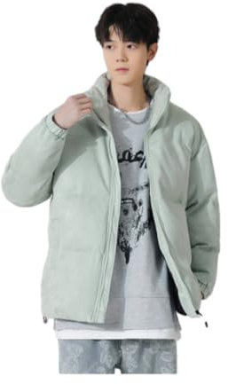 PANVER Jacke Herren Verdicken Mode Casual Outdoorjacke Herren Leichte Komfortabel Warm Baumwolle Jacke Herren Klassisch Temperament Trend Kältejacke Herren C-Light Green S