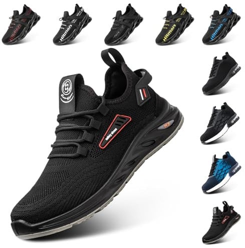 Hitmars Mens Safety Shoes Steel Toe Cap Work Shoes s1 s2 s3 s1p Safety Trainers for Women Saftybrand Men's Work & Utility Footwear 2 Black UK 10