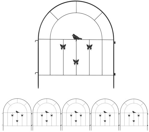 Outsunny Gartenzaun Zaun Stahl 300 cm x 70 cm hoch Dekorativer Gitterzaun Set Zaunelemente Hundezaun Oberbogen Zaun für Hunde Landschaftszaun für Garten Blumenbeete Tierbarriere Außenbereich Schwarz