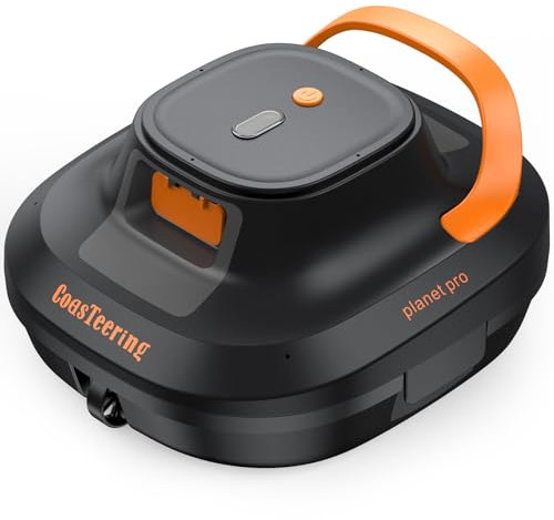 CoasTeering Poolroboter, 100 Minuten Starke Reinigungskraft, Poolsauger Akku mit Dual-Antriebsmotoren, Selbstparker, One-Touch-Start, Kabelloser Poolroboter für Pools bis 80 m² Grundfläche