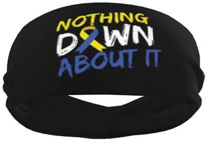 Nothing Down About It – Sport-Schweißbänder zur Sensibilisierung für das Down-Syndrom für Männer und Frauen, rutschfeste elastische Armbänder, Stirnbänder für Basketball, Tennis, Workout, Fitnessst