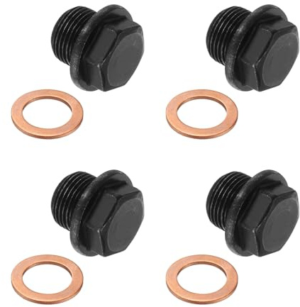 PATIKIL M20 X 1.5mm Metrischer Blindstopfen Wasserleitung, 4 Stück Außensechskant Flansch Außengewinde Rohrverschluss Adapter Verbinder Mit Kupferdichtung Für Abdichtung Von Öl Gas Wasser