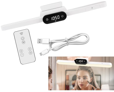 KissDate Rechargeable Stick On Vanity Lights for Mirror with Adjustable Color Temperature, Brightness & Angle, Touch Control Dimmable LED Mirror Lights for Vanity Bathroom Makeup Wall
