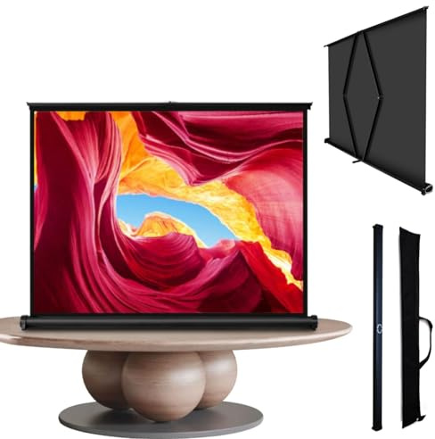 Portable Retractable Projector Screen HD Manual Pull Down 4:3/16:9 Movie Screen 30 Floor Screen for Home Theater & Outdoor Use Scissor Back Design