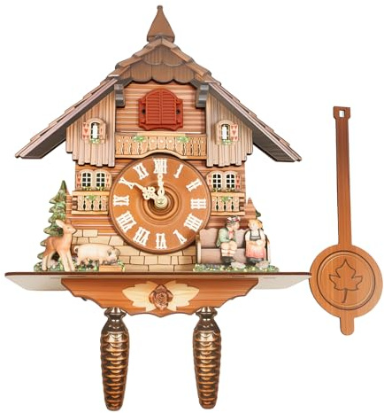 Bdneygtyr Traditionelle Kuckucksuhr aus dem Schwarzwald, Dekorative Vogeluhr & Pendeluhr als Wanduhr, Moderne Holzuhr kuckucksuhren mit Kuckucksruf und Pendel, Wecker für Wohnzimmer