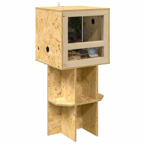 vidaXL Terrarium Braun 40 x 40 x 90 cm OSB, Tierheim, quadratisches Terrarium, rustikal aus Holz, stabiles Glas, ideal für Reptilien und Amphibien