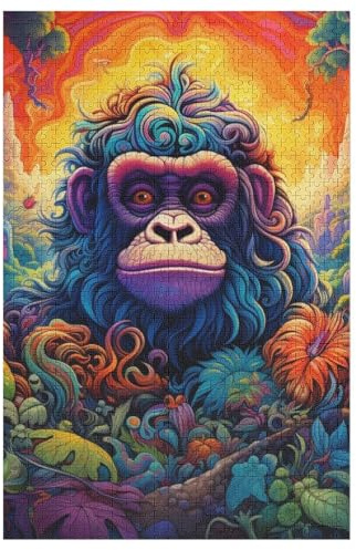 Monkey 1000 Piece Wooden Jigsaw Puzzles for Adults & Kids - Puzzle for Teens 78×53cm