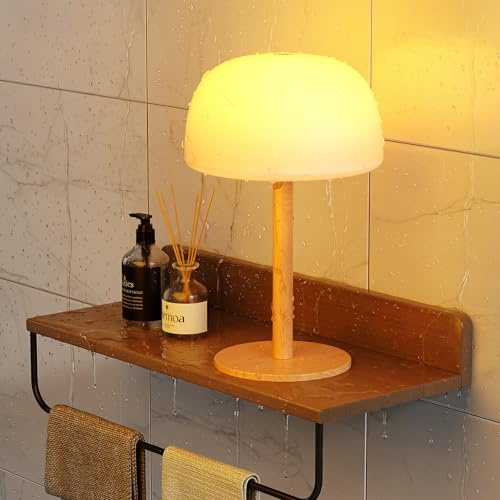 FULNIX Duschlampe, IP65 Wasserdicht Shower Lamp, Kabellos Tischlampe mit 7500 mAh Akku, Touch Dimmbar mit 3 Weißtönen & 15 RGB, LED Badezimmer Lampe für Dusche, Bathroom, Terrasse & Outdoor