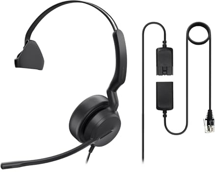 Yealink YHS36 E2 Telefon Headset mit QD-Schnellkupplung RJ9 für Callcenter | Kompatibel mit Poly Avaya Snom Grandstream Telefone Kabel Headset mit Mikrofon für Office Bürotelefone Schreibtisch Festnetz