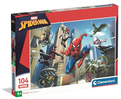 Clementoni Supercolor Spider Man - Puzzle 104 Teile | ab 6 Jahren - buntes Kinderpuzzle mit besonderer Leuchtkraft & Farbintensität - Puzzle für Kinder 25014