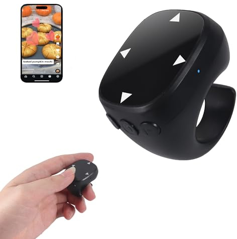 Drahtlose Bluetooth-Fingerring-Maus, Wiederaufladbar TikTok-Scrolling-Ring mit Touchscreen,E-Book Seitenwender,Fernbedienung Kurze Video,Kamera Auslöser Selfie,für Telefon Tablet Android iOS-Schwarz