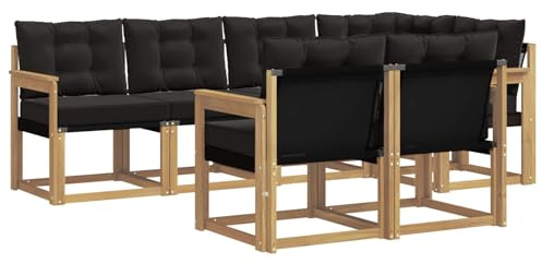 vidaXL Outdoor-Sofagarnitur mit Kissen 7 pcs Weiß und Schwarz, Moderner Outdoor-Sofa, strapazierfähige Gartenmöbel, Lounge für Terrasse, Komfortables Sitz-Set