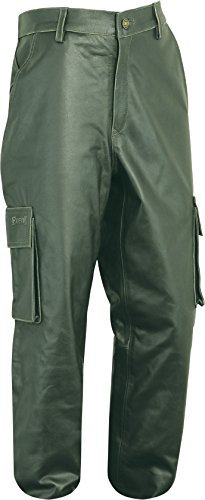 Jagd Lederhose Herren lang- Lange Lederhose Damen - Cargo Lederhose- Lederjeans- Echt Leder festem Nubuk - Lederhose Jeans 501 Olive- Motorrad Lederjeans (50)