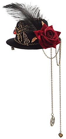 BLESSUME gotisch Frau Steampunk Gang Flügel Uhr Schmetterling Hut Spitze Haar Clip Kopfbedeckung (C)