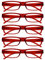 The Reading Glasses Company OPULIZE ACE Lesebrille für Damen und Herren - 5er-Pack - Schmaler Rechteckiger Rahmen - Komfort Federscharniere - Kratzfest - Rot +1.50