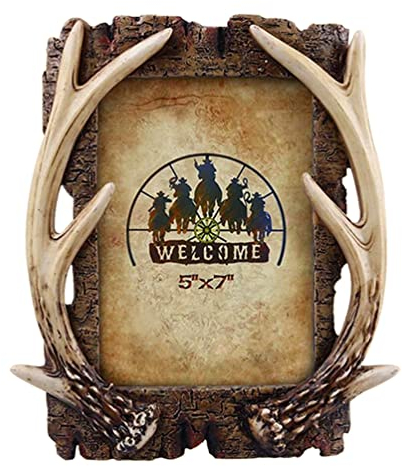 Doremy Geweih Deer Bilderrahmen Creative Retro Vintage Bilderrahmen Kunstharz für Home Dekoration 5 x 7 Retro