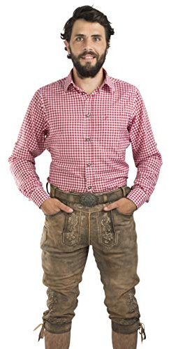 Herren Lederhose Leopold aus der Meisterstück Serie von Schöneberger Trachten - Vintage Kniebundlederhose inkl. Trachtengürtel (52, braun)