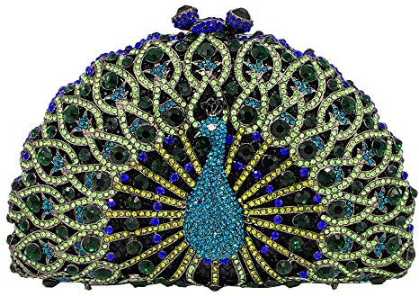 Boutique De FGG Elegante Kristall Pfau Clutch Damen Abendhandtaschen Tier Hochzeit Strass Clutch Geldbörse Partytasche,Mini