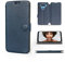 MOBIWEAR | Echt Lederhülle | Kompatibel mit LG Q60, Made in EU handyhülle, Slim Leather Case, Premium Flip Schutzhülle, Transparent TPU Silicon, Book Style, Tasche - Blaues Leder