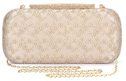 Mulian LilY Clutch für Damen, Spitze, Satin, Abend-Clutch, Geldbörsen, Gold, 8.5W x 2.0H x 1.6D