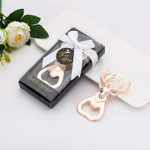 WERSOLUTION Flaschenöffner, Motiv: Hirsch, Liebe, für Hochzeiten, Partys, Gastgeschenke, Dankeschön, Geschenkbox für Gäste (10 Stück)