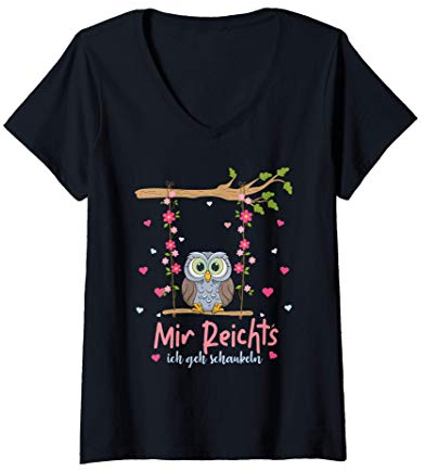 Damen Mir Reichts Ich Geh Schaukeln - Owl Schaukel Eulen T-Shirt mit V-Ausschnitt